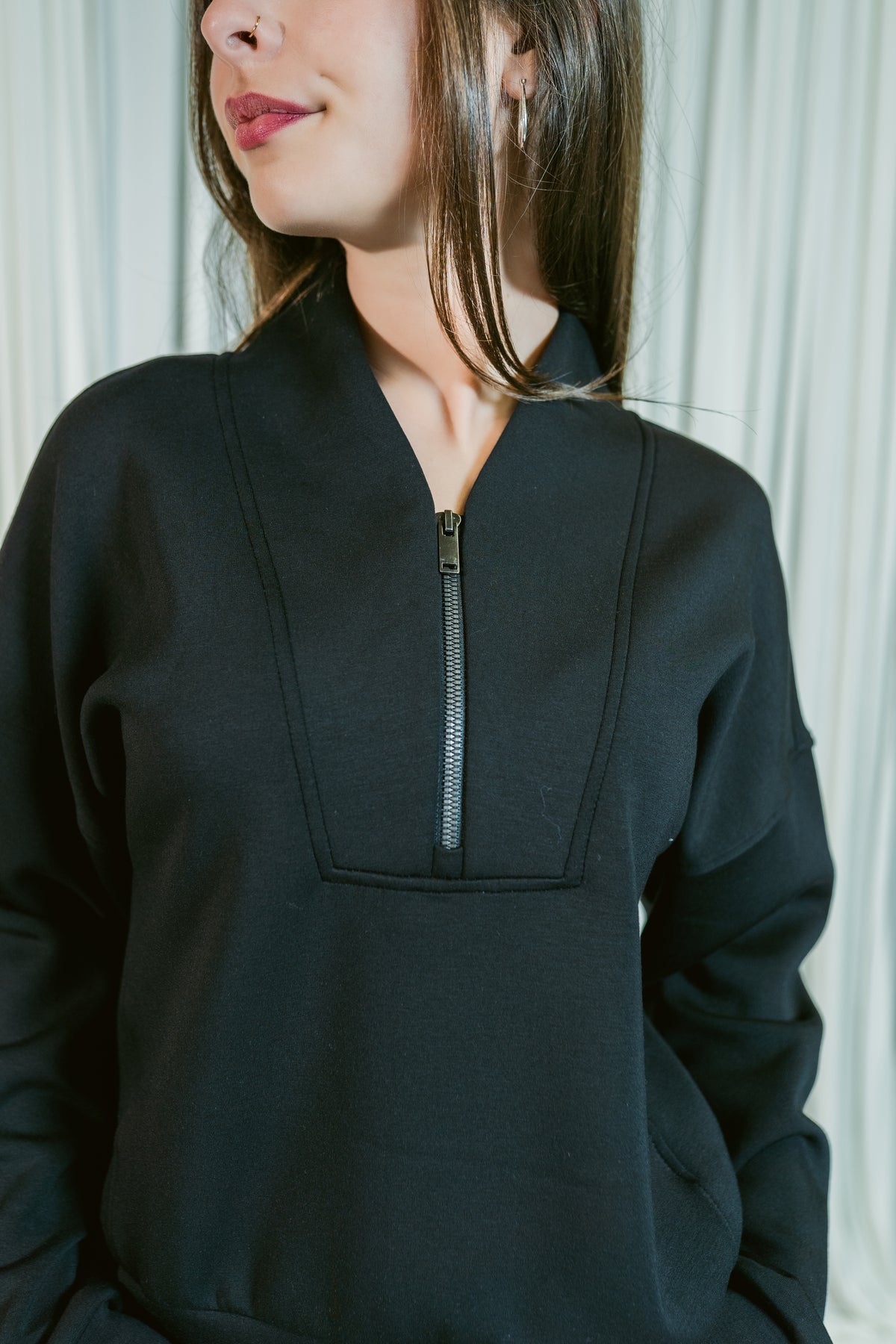 City Chic Shawl Collar Half Zip Sweater