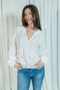 The White Magnolia Blouse W/ Elastic Waist