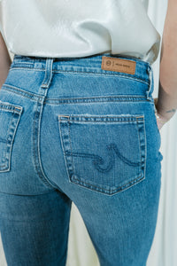 Farrah Favorite Mid Rise Bootcut Jeans W/ Raw Hem