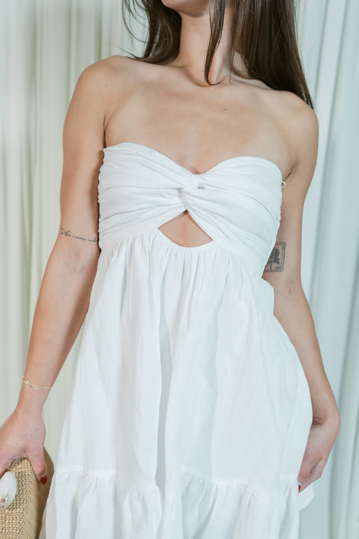 Twist of Summer Strapless Mini Dress W/ Built in Shorts