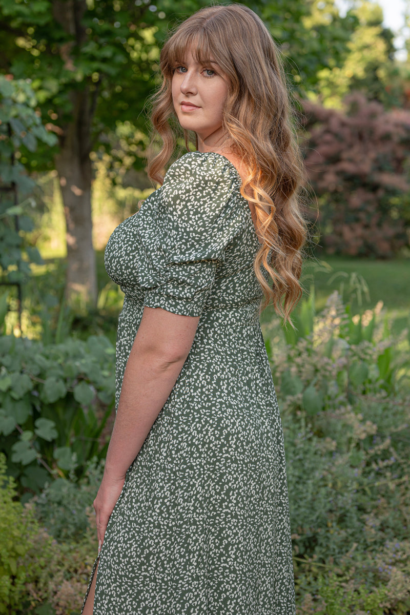 Puff Sleeve Front Tie Floral Maxi Dress For Elyse Puff Sleeve Front Tie Floral Maxi Dress For Elyse