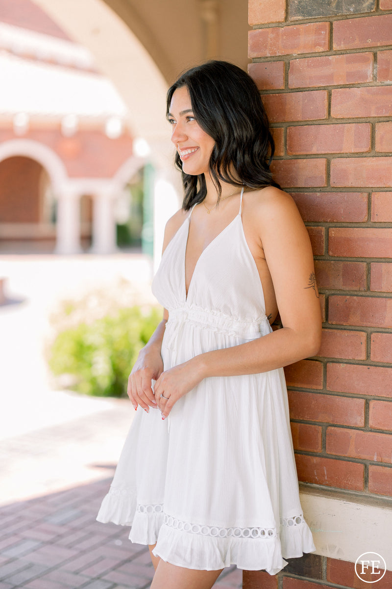 Satin White Halter Backless Dress Halter Backless Mini Dress For Elyse Satin White Halter Backless Dress Halter Backless Mini Dress For Elyse