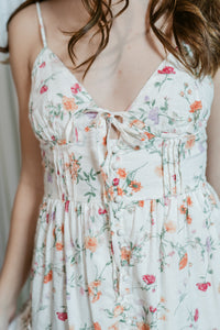 Poppy Rose V-Neck Mini Dress W/ Buttons