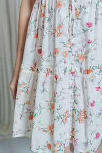 Poppy Rose V-Neck Mini Dress W/ Buttons