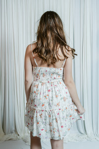 Poppy Rose V-Neck Mini Dress W/ Buttons