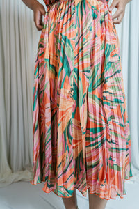 Sunset Ridge Pleated Midi Dress W/ Open Back