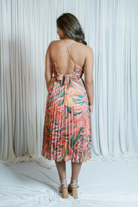 Sunset Ridge Pleated Midi Dress W/ Open Back
