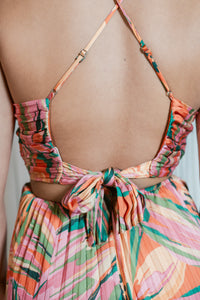Sunset Ridge Pleated Midi Dress W/ Open Back