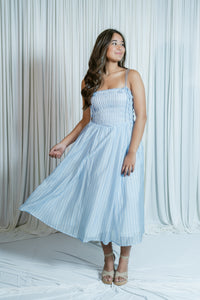 Lahela in the Hamptons Smocked Striped Midi Dress