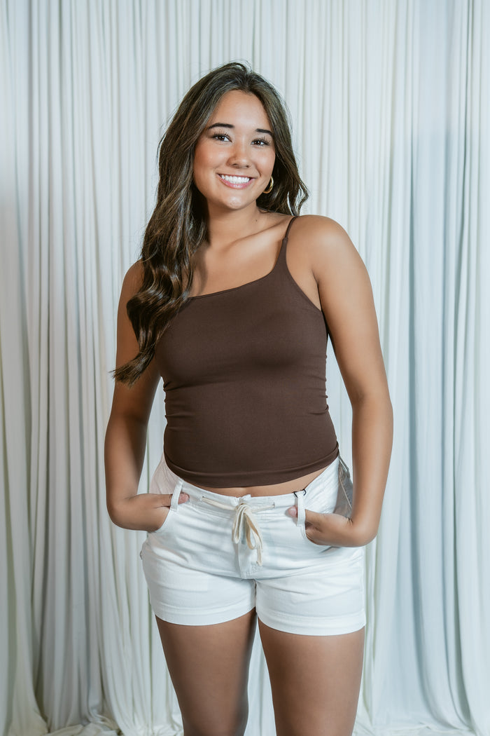 Idyll Cotton/ Linen Blend Tie Waist Shorts