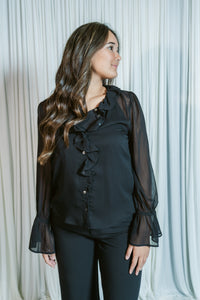 The Ruffle Delilah Sheer Long Sleeve W/ Laying Piece
