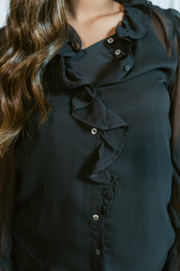 The Ruffle Delilah Sheer Long Sleeve W/ Laying Piece