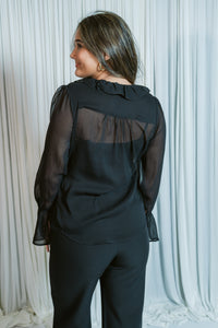 The Ruffle Delilah Sheer Long Sleeve W/ Laying Piece