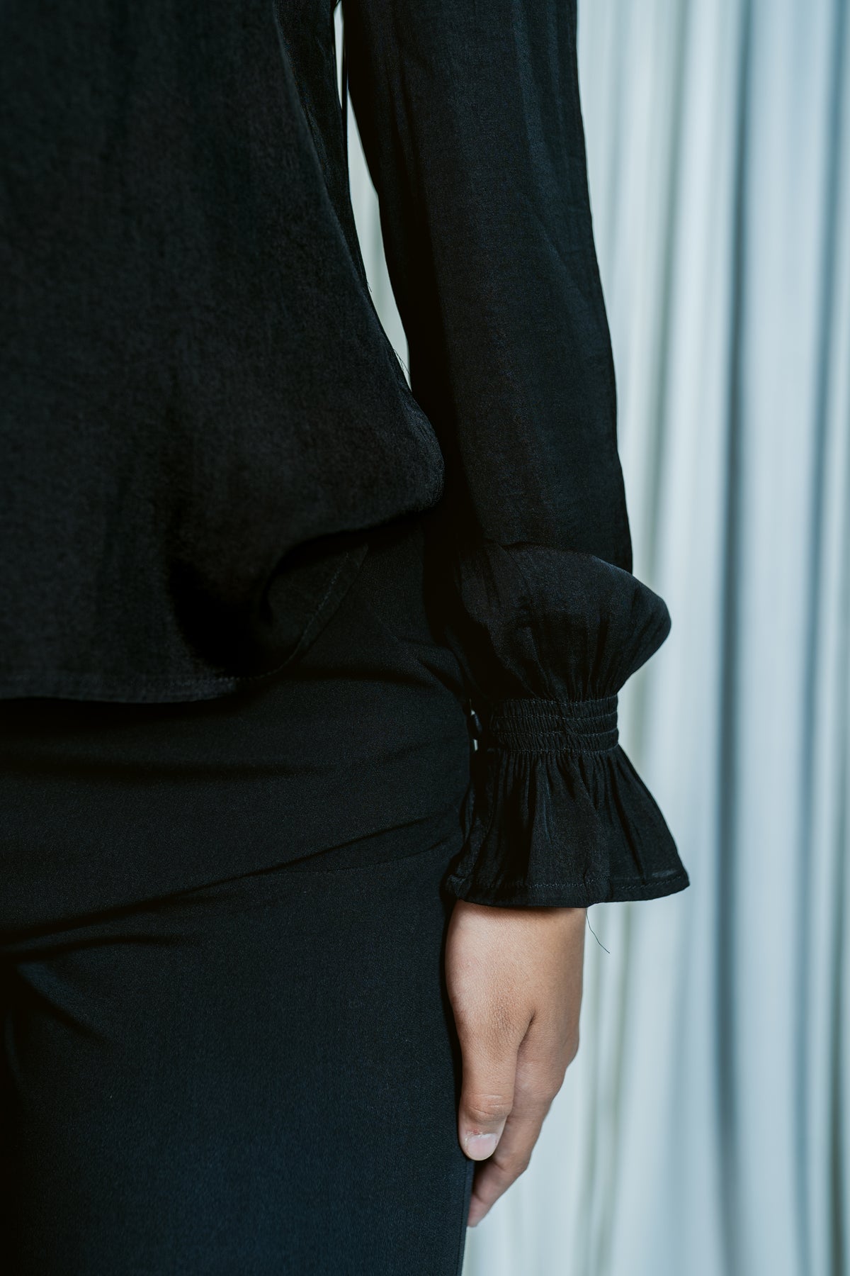 Signature Button Front Long Sleeve Blouse