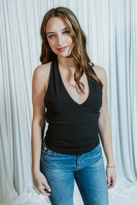 It's The Moment Halter Top W/ Cowl Back