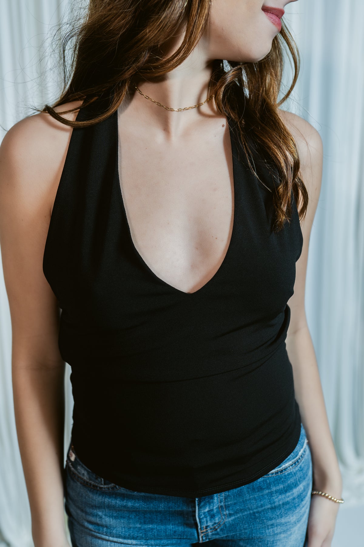 It's The Moment Halter Top W/ Cowl Back