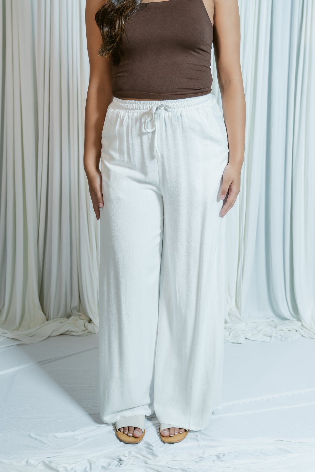 Seabreeze Elastic Waist Linen Pants W/ Pockets