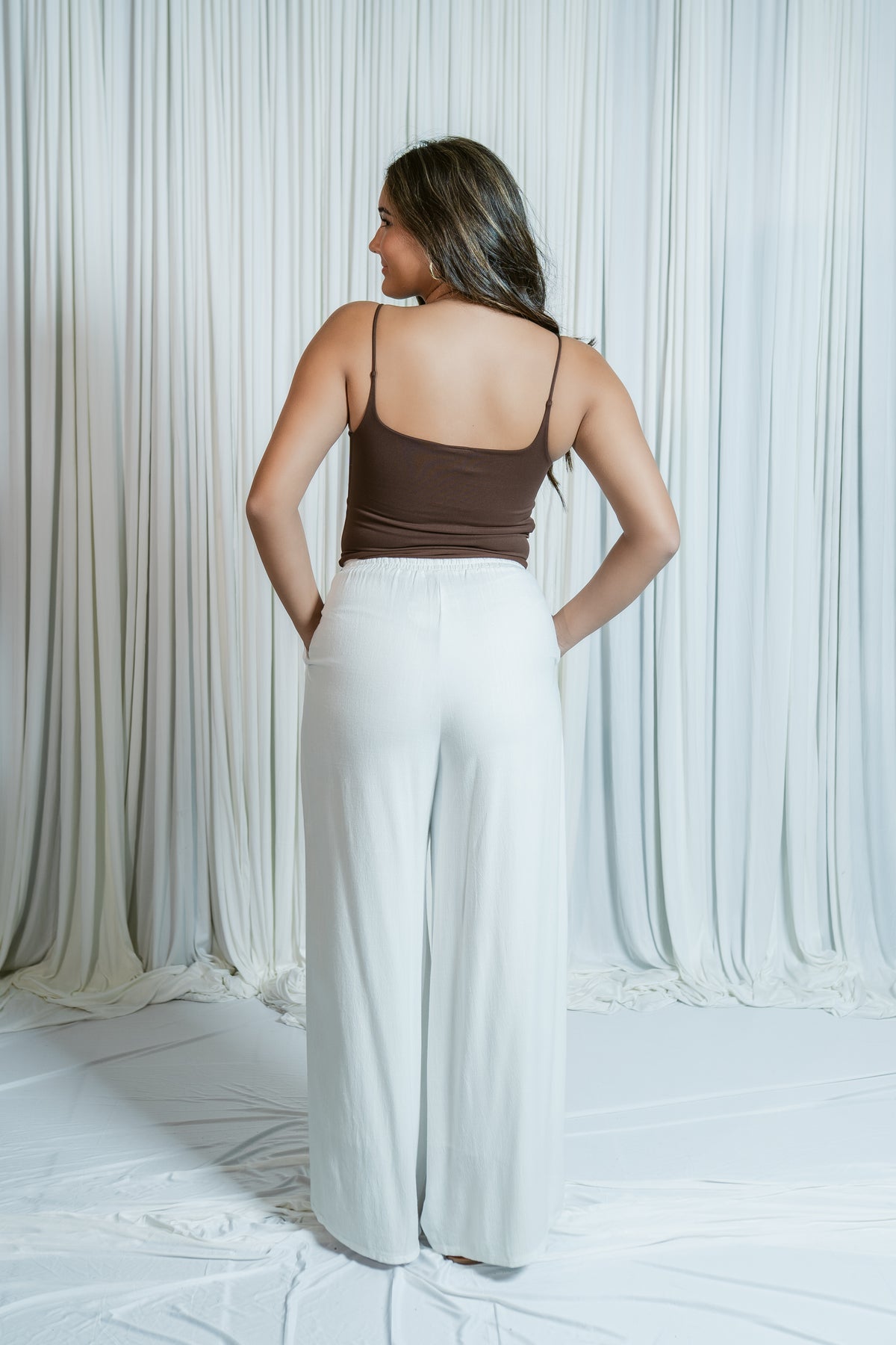 Seabreeze Elastic Waist Linen Pants W/ Pockets