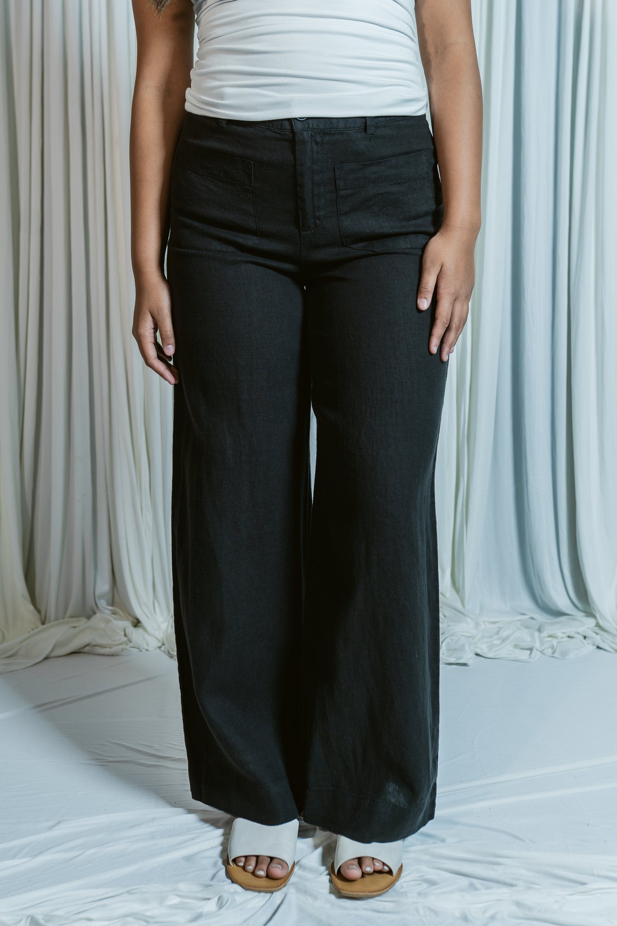 The Linen Marine Wide Leg Pant