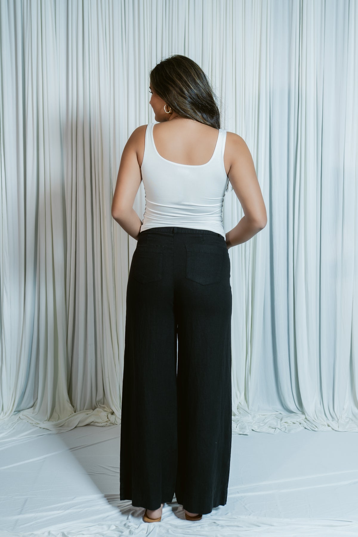 The Linen Marine Wide Leg Pant