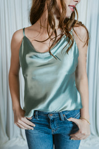 Easy Elegance Cowl Neck Satin Top