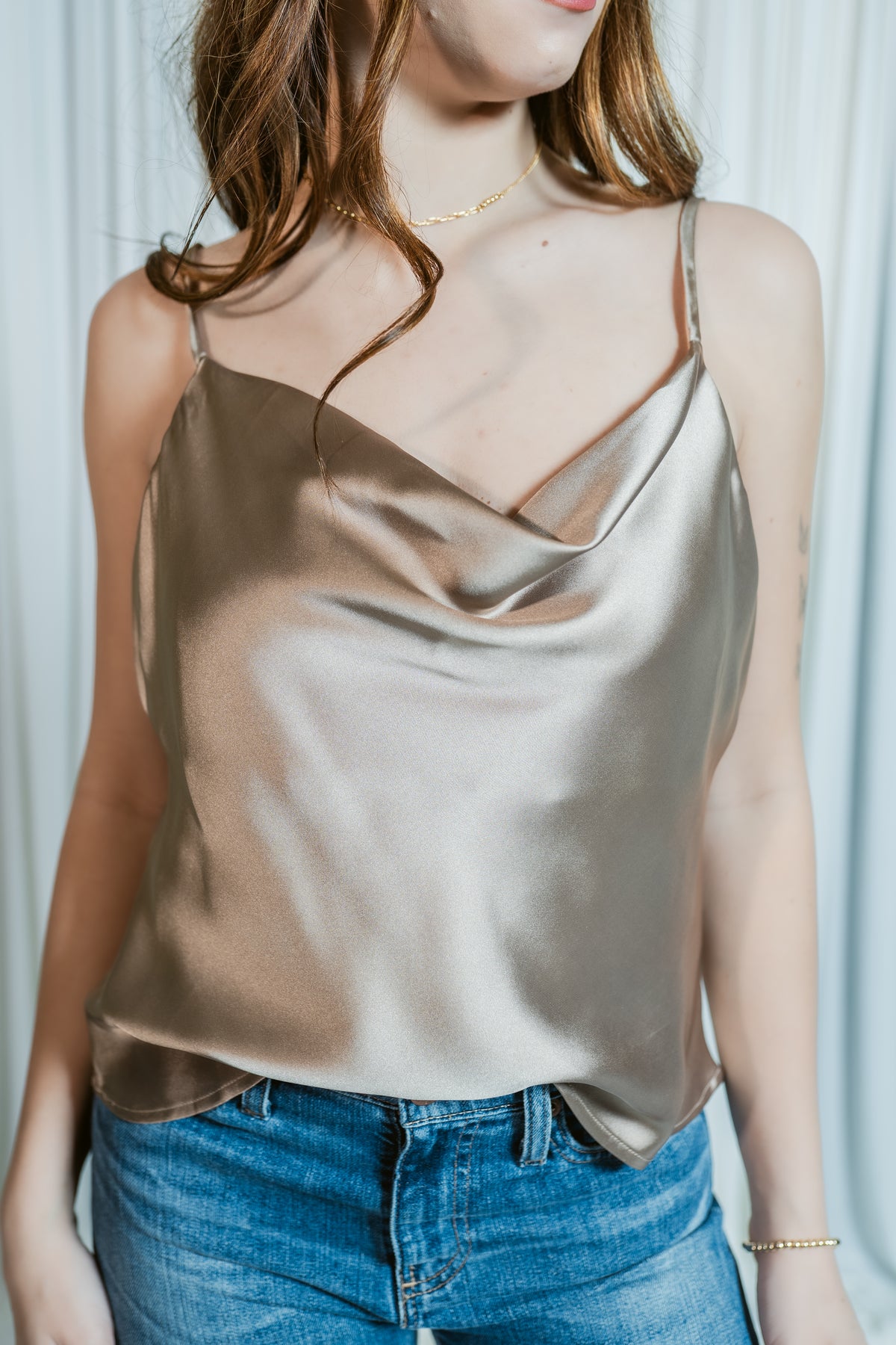 Easy Elegance Cowl Neck Satin Top