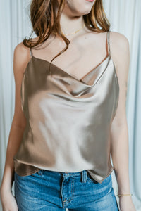 Easy Elegance Cowl Neck Satin Top