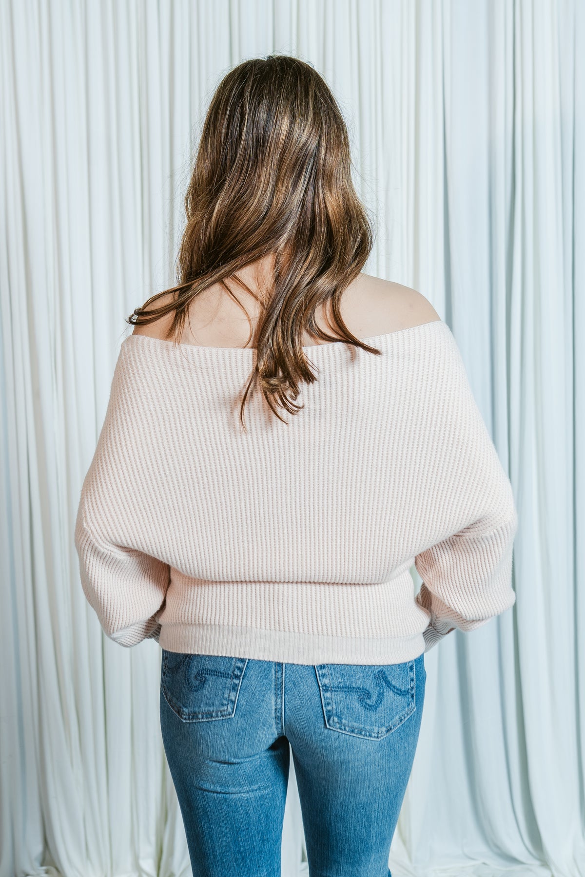 Maycee One Shoulder Waffle Knit Sweater
