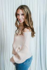 Maycee One Shoulder Waffle Knit Sweater