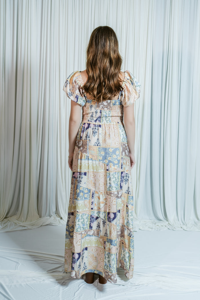 Petal & Paisley Patchwork Tiered Maxi Dress