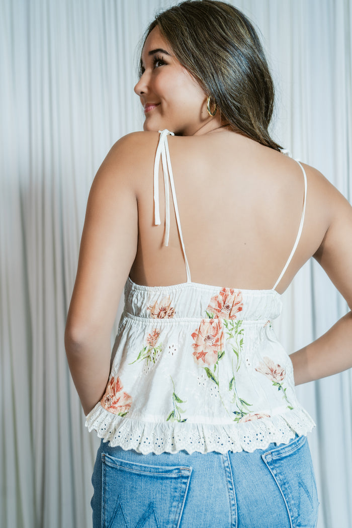 Dahlia Darling Eyelet Top W/ Lace Trim