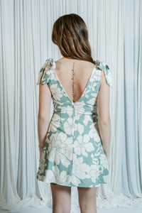 Green Tea Hibiscus A-Line Mini Dress