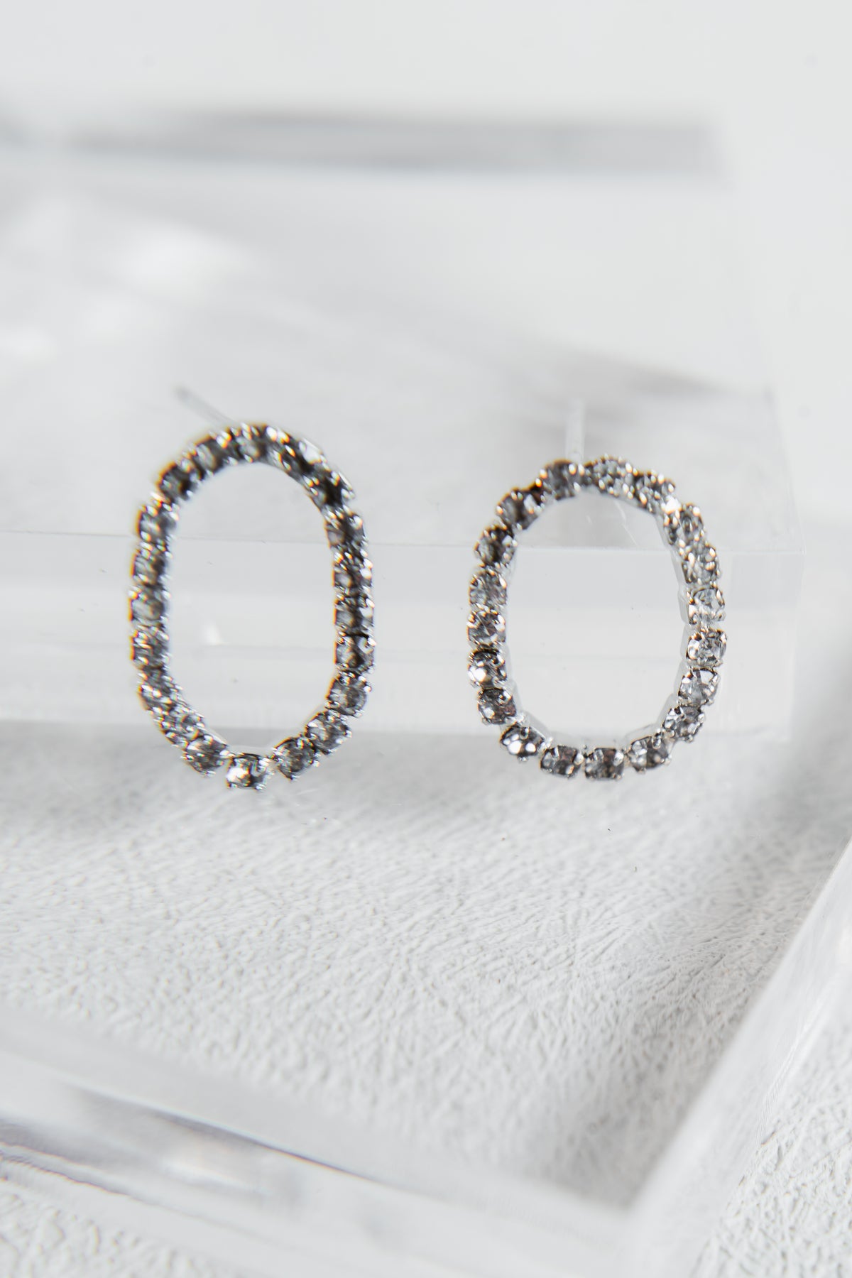 Dimond Oval Dipped Hugger Earrings
