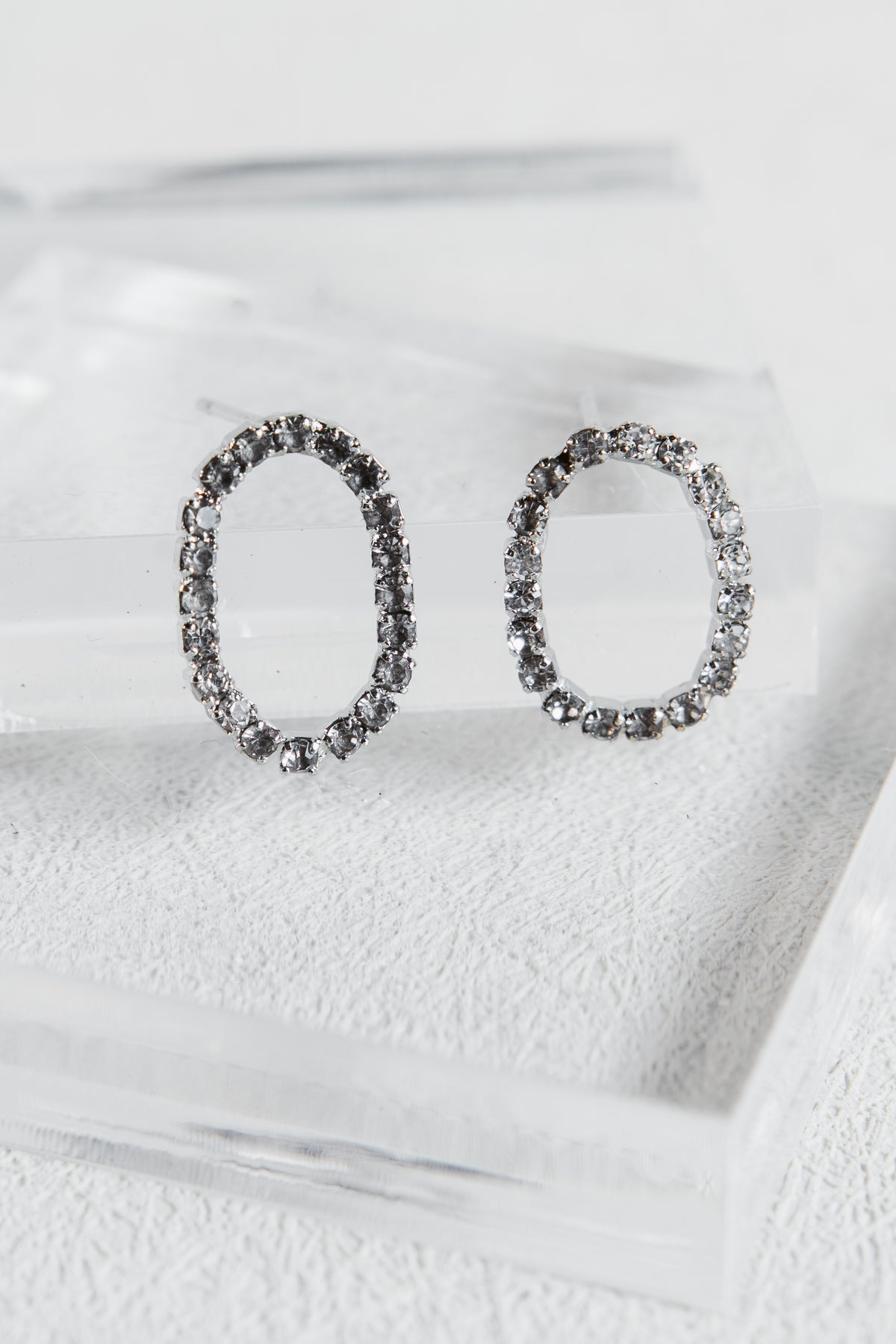 Dimond Oval Dipped Hugger Earrings