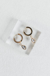 Oval Bezel Huggie Earring