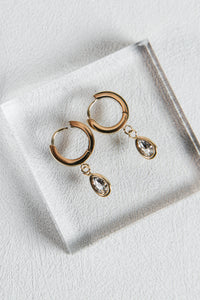 Oval Bezel Huggie Earring