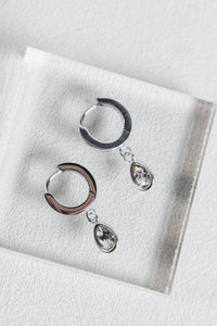 Oval Bezel Huggie Earring