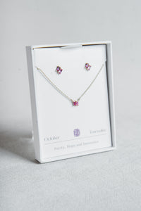 Birthstone Necklace & Earring Set