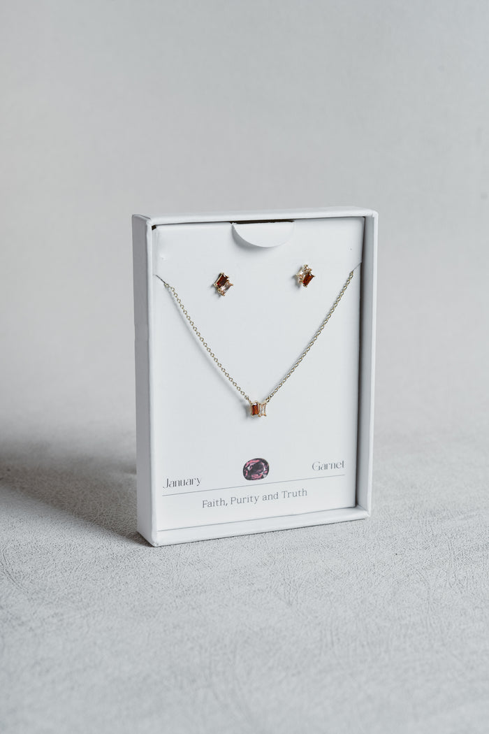 Birthstone Necklace & Earring Set
