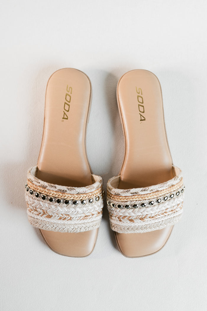 Cala Woven Flat Square Toe Sandals