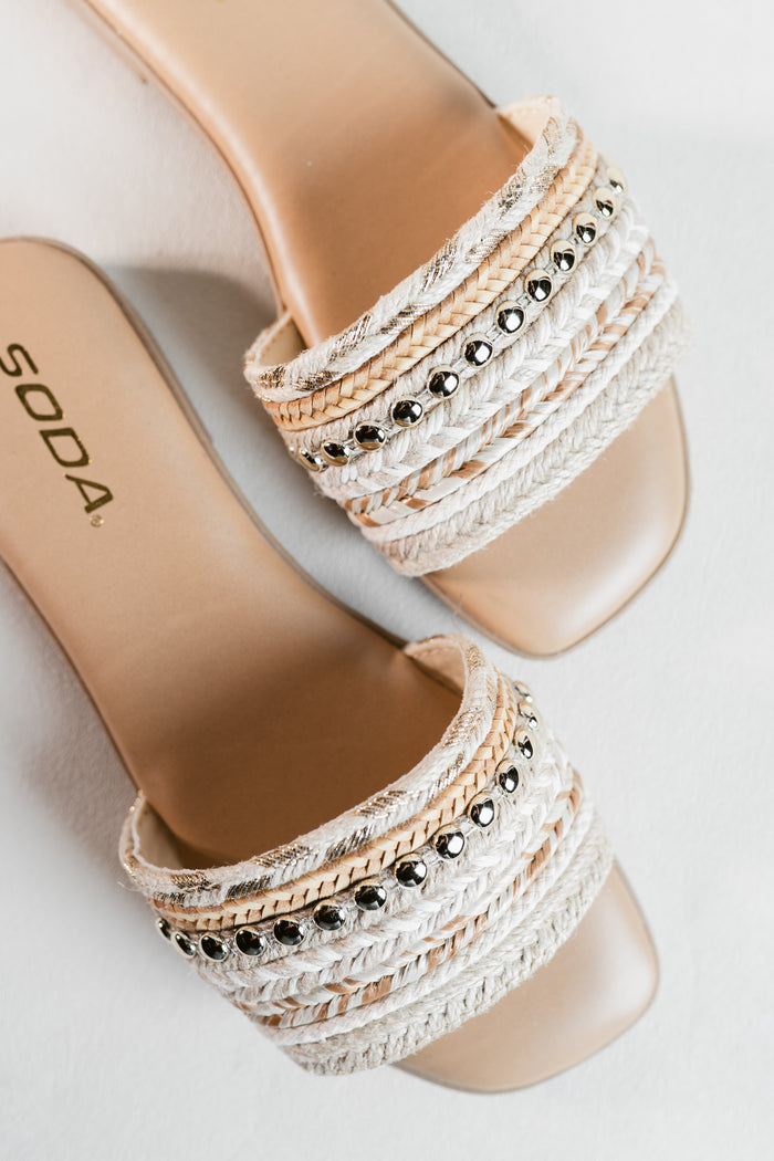 Cala Woven Flat Square Toe Sandals