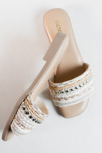 Cala Woven Flat Square Toe Sandals