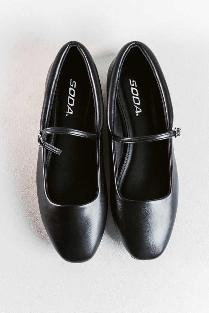 Kiana's Strap Square Toe Ballet Flat
