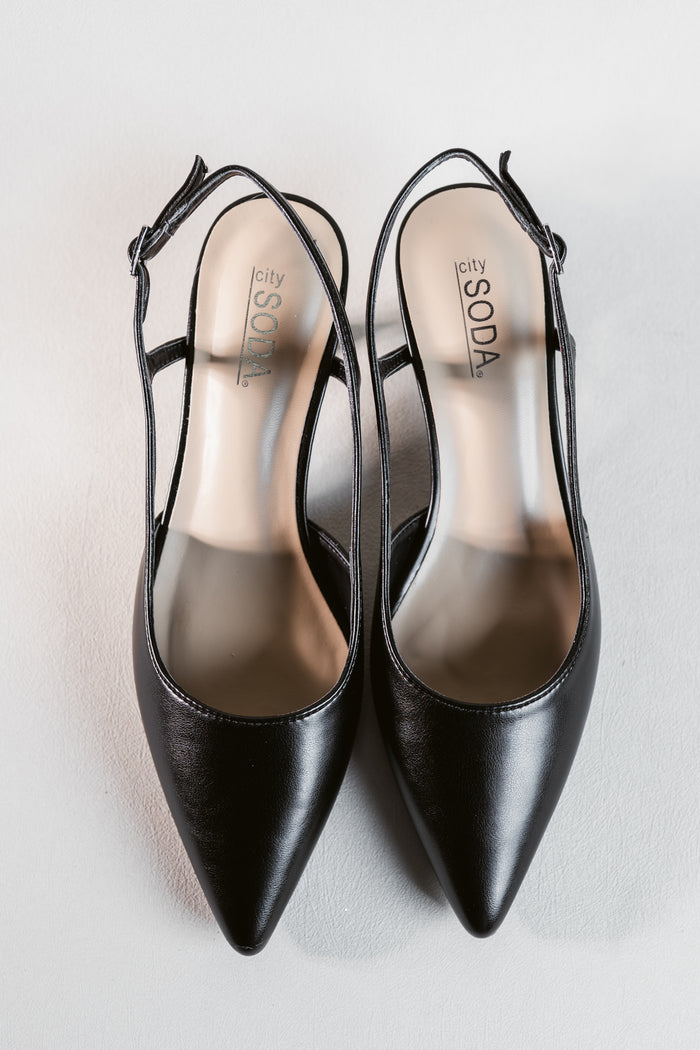 Bell of the Ball Slingback Pointed Toe Kitten Heel