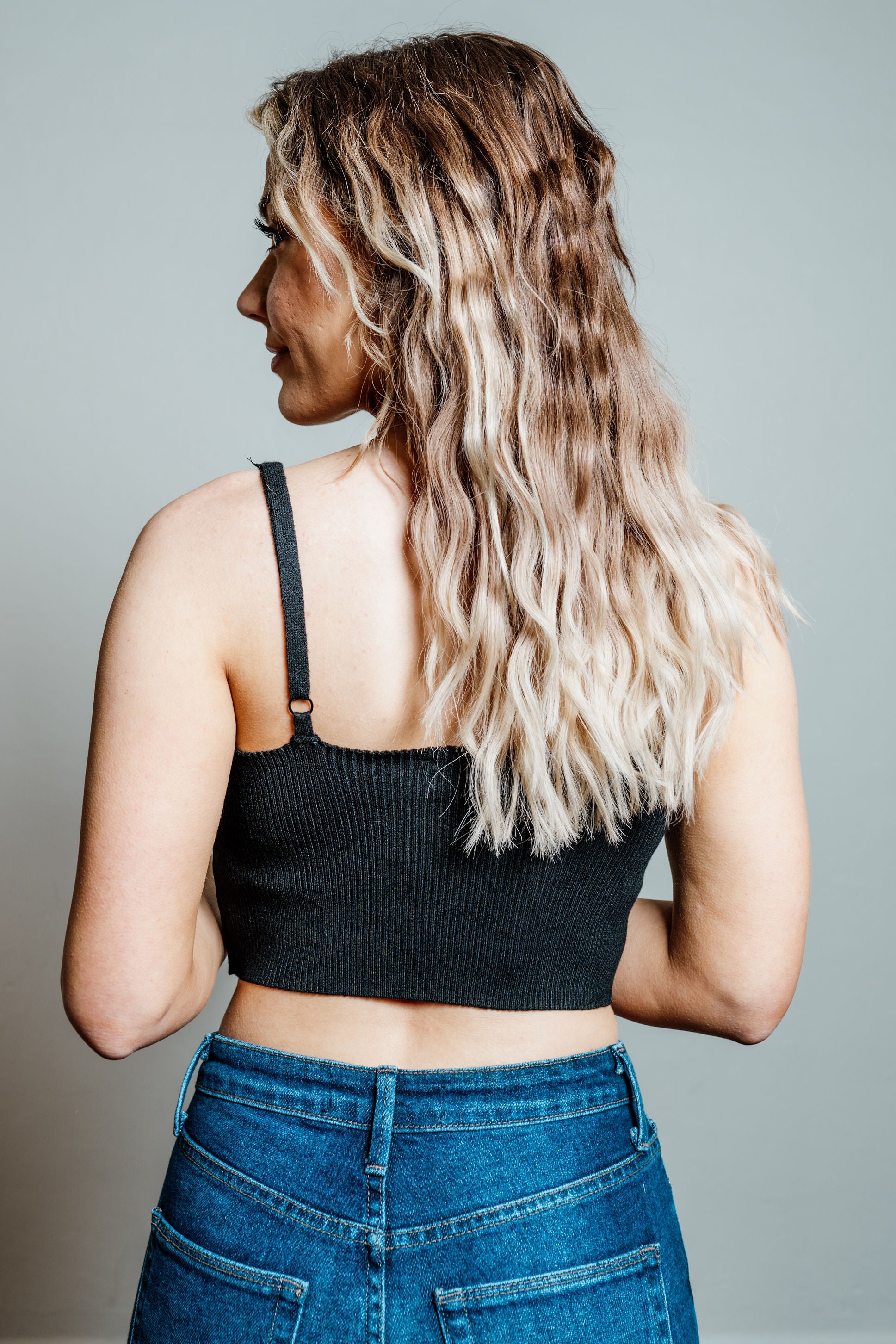Clearance - Ribbed Adjustable Strap V-Neck Crop Top – For Elyse