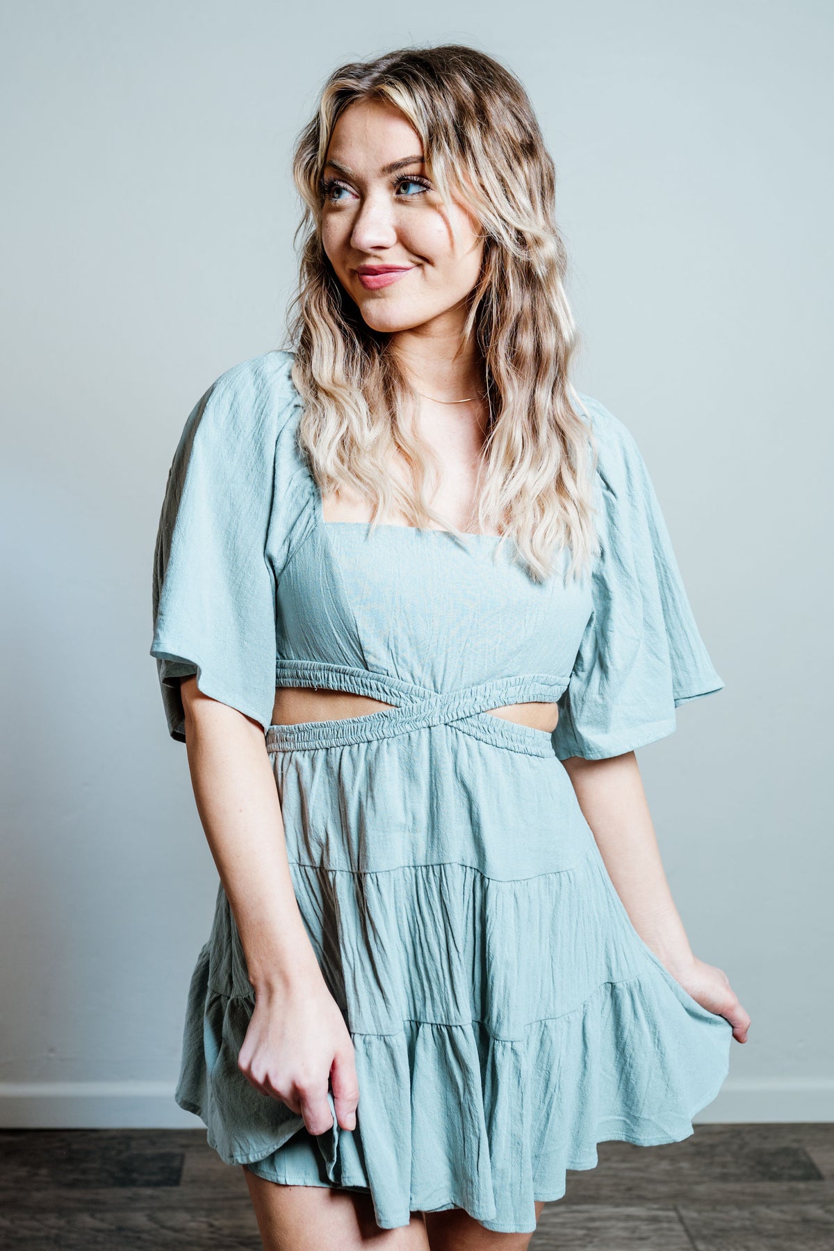 cut out tiered dress Layered Ruffle Back Cut Out Tiered Padded Maxi Dress