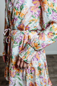 Floral Long Sleeve Button Front Dress