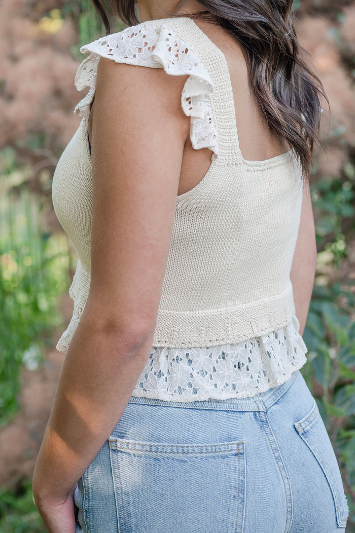 CLEARANCE Knit and Lace Tank Top