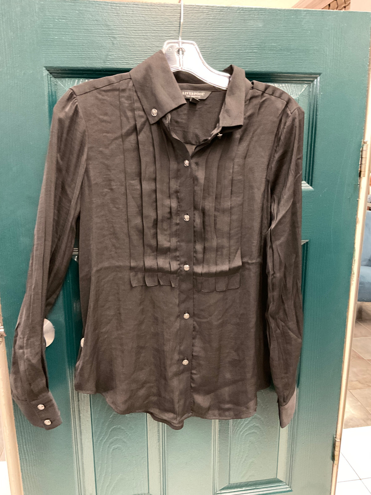 The Long Sleeve Pleated Tuxedo Blouse