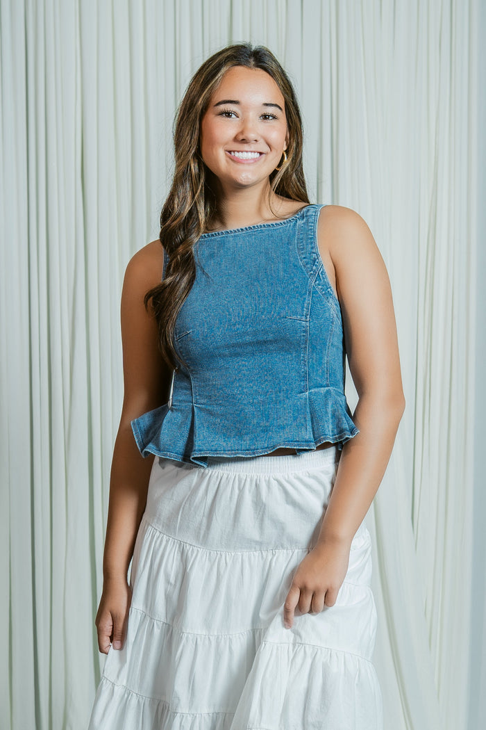 Sunfaded Denim Top